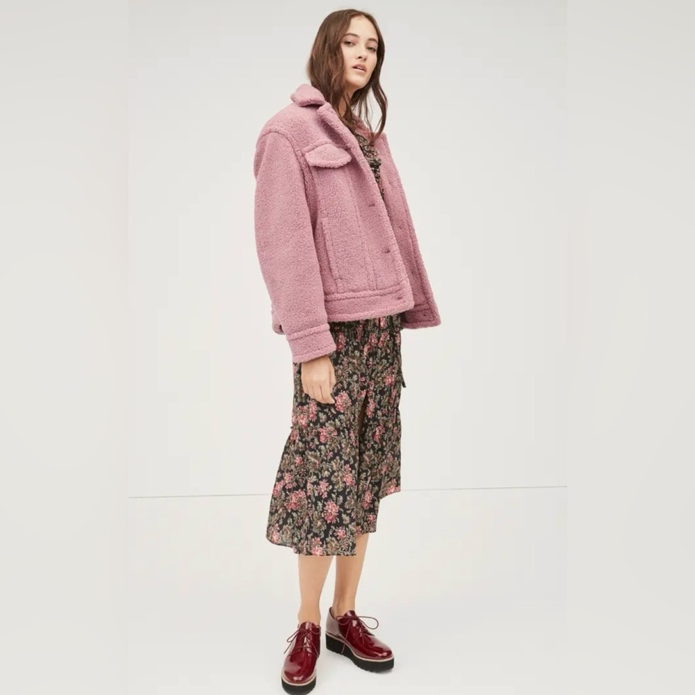 GUC Vince- Faux Fur Jacket in Mauve. Size L - Picture 2 of 11